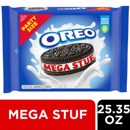 OREO Mega Stuf Chocolate Sandwich Cookies Party Size Perspective: front