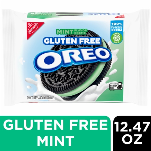 OREO Gluten Free Mint Creme Chocolate Sandwich Cookies Perspective: front