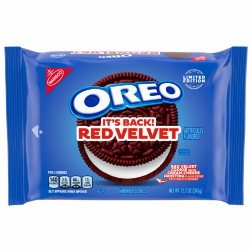 Oreo Red Velvet Sandwich Cookies Perspective: front