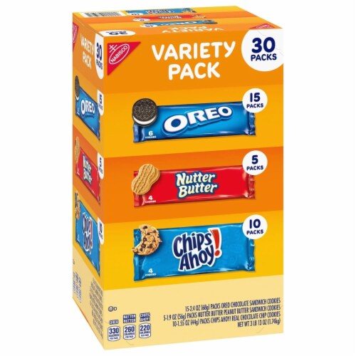 Nabisco Cookie Variety Pack with OREO, Chips Ahoy!, Nutter Butter (30 Pack) Perspective: front