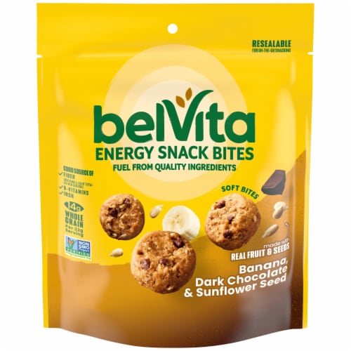 belVita Energy Bites Banana Dark Chocolate and Sunflower Seed Perspective: front