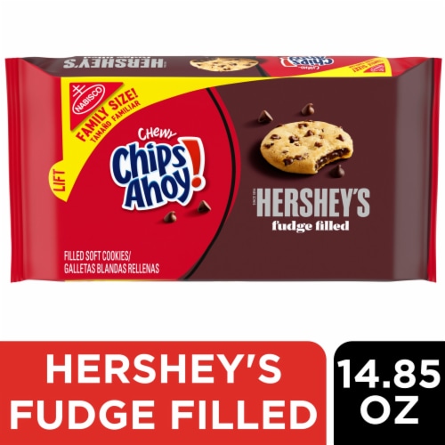 CHIPS AHOY! Chewy Hershey's Fudge Filled Soft Chocolate Chip Cookies Perspective: front