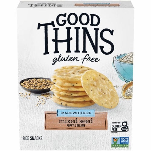 GOOD THINS Mixed Seed Rice Gluten Free Crackers Perspective: front