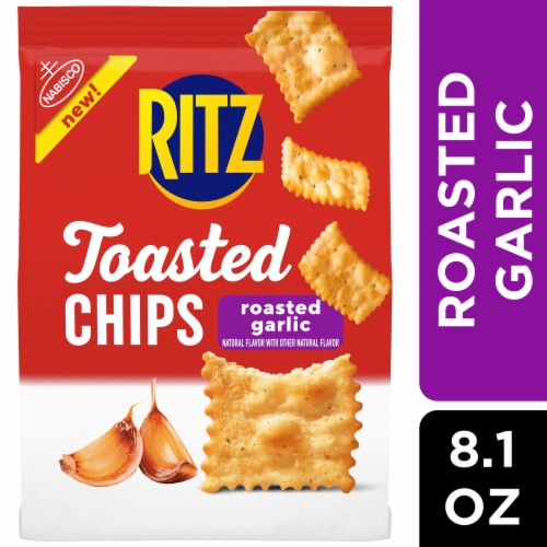 RITZ Toasted Chips Roasted Garlic Crackers Perspective: front