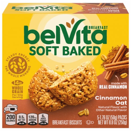 belVita Soft Baked Cinnamon Oat Breakfast Biscuits Perspective: front