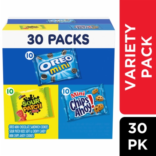 SOUR PATCH KIDS Candy OREO Mini Cookies and Mini CHIPS AHOY! Cookies & Candy Variety Pack Perspective: front
