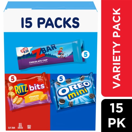 Zbar Chocolate Chip Snack Bars RITZ Bits Crackers & OREO Mini Cookies Variety Pack Perspective: front