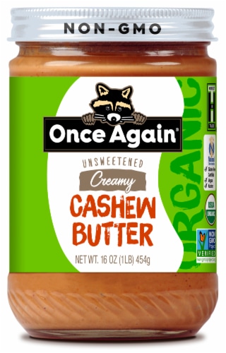 Once Again Organic Unsweetened Creamy Cashew Butter Perspective: front