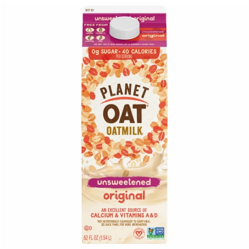 Planet Oat Dairy Free Unsweeted Original Oat Milk Perspective: front
