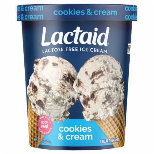 Lactaid Cookie & Cream Ice Cream Tub Perspective: front
