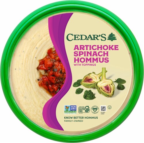 Cedar's Artichoke Spinach Hommus 20 oz Perspective: front