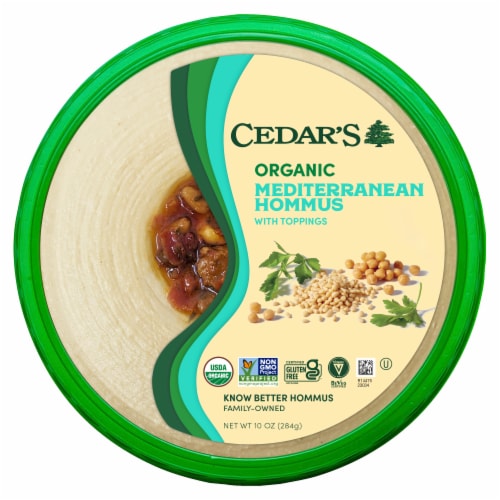Cedar's Foods Topped Organic Mediterranean Hommus Perspective: front