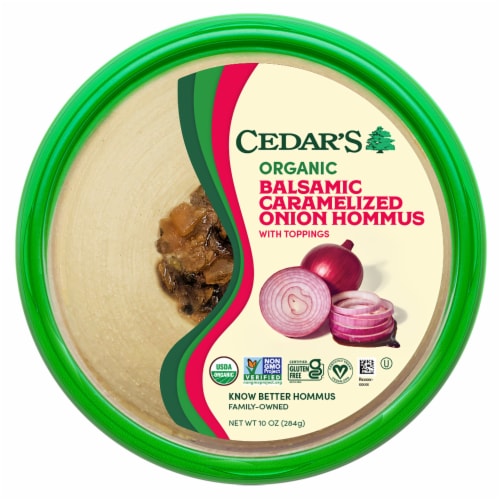 Cedar's Foods Topped Organic Balsamic Caramelized Onion Hommus Perspective: front