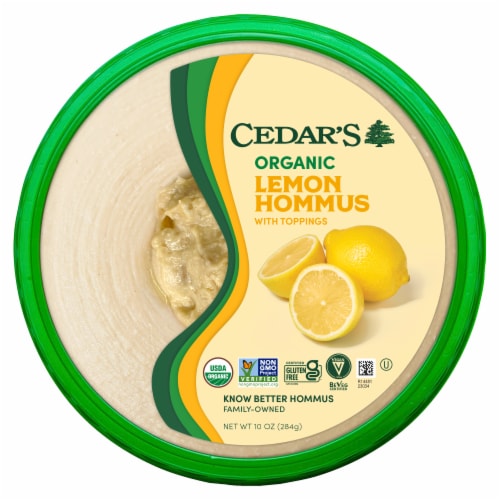 Cedar's Topped Organic Lemon Hummus Perspective: front