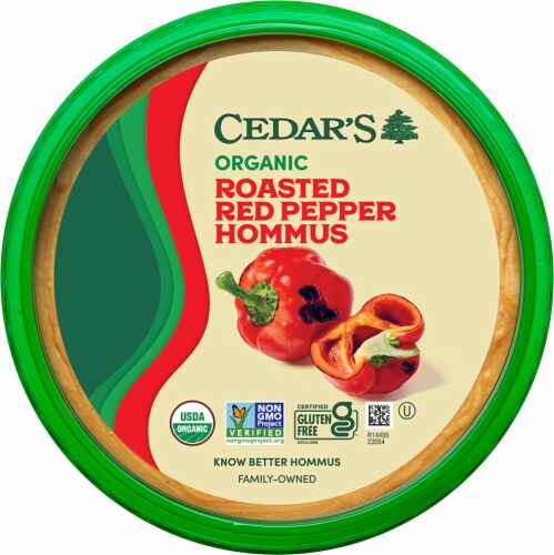 Cedar's Foods Organic Roasted Red Pepper Hommus Perspective: front