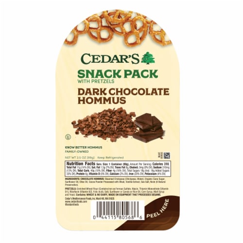 Cedar's Dark Chocolate Hommus with Pretzels Snack Pack Perspective: front