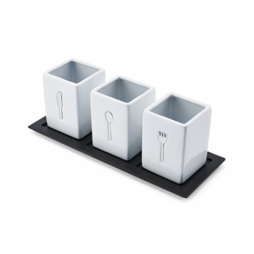 Towle Living Ceramic Caddy on Wood Tray Perspective: front