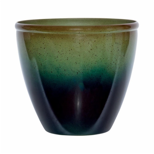 Suncast 7507296 14 x 16 x 16 in. Resin Modern Planter  Green & Blue Perspective: front