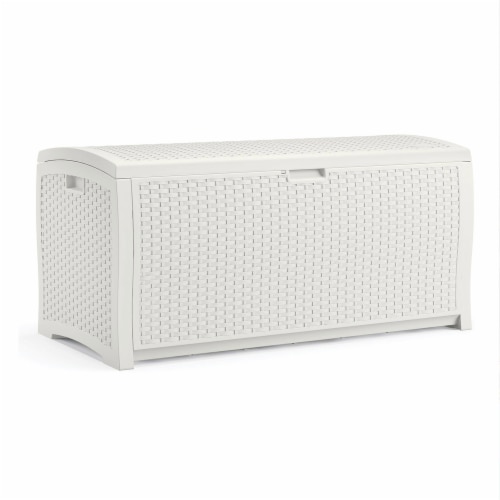 75 Gallon Deck Box - Outdoor Waterproof Storage With Lockable Lid Heavy Duty Resin For Patio Furniture Cushions Uv Weather Resistant Grey