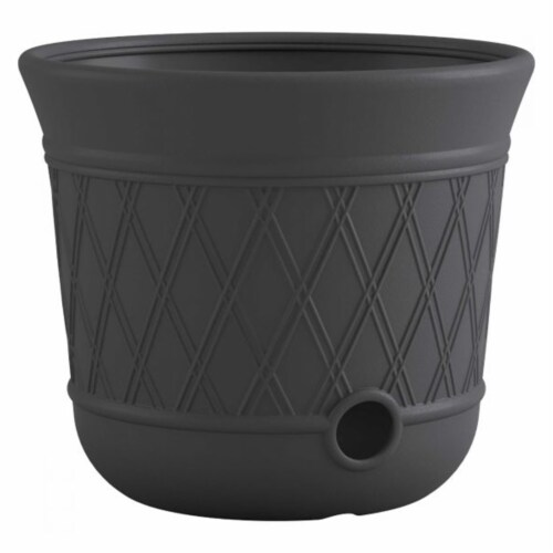 Suncast 14 x 12 Resin Decorative Hideaway Outdoor Garden Hose Storage Pot, Gray Perspective: front