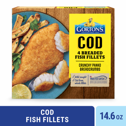 Gorton’s Breaded Fish Fillets, Wild Caught Cod with Crunchy Panko Breadcrumbs, Frozen Perspective: front