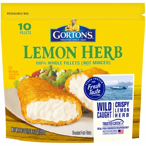 Gorton’s Lemon Herb Whole Breaded Fish Fillets Perspective: front