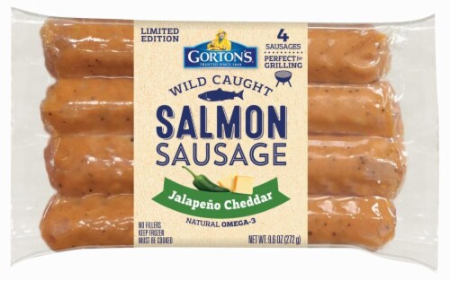 Gorton's Jalapeno Cheddar Salmon Sausage Perspective: front
