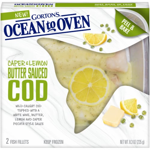 Gorton's Ocean To Oven Caper & Lemon Butter Sauced Cod Fish Fillets Perspective: front