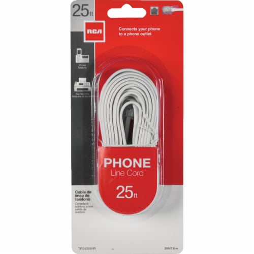 RCA 25 Ft. White Phone Cord TP243WHR Perspective: front