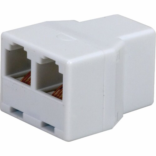 RCA White 2-Line Phone Splitter Jack TP270WHR Perspective: front