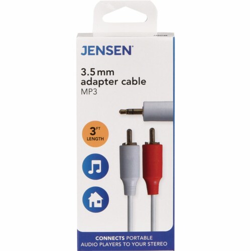 Jensen 3 Ft. White Stereo Audio Cable JAH745V Perspective: front