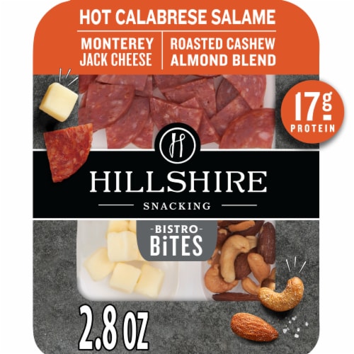Hillshire® Snacking Bistro Bites Calabrese Salami Monterey Jack Cheese Almond Cashew Blend Perspective: front