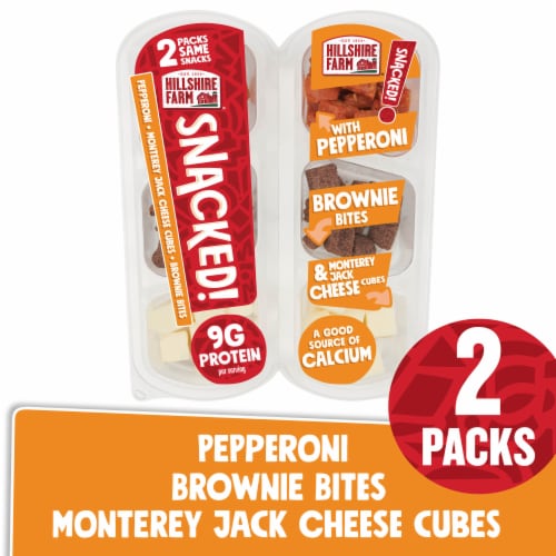 Hillshire Farm® SNACKED! Pepperoni Monterey Jack Cheese and Brownie Bites Snack Pack Perspective: front