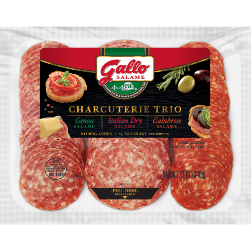 Gallo Salame® Charcuterie Trio with Genoa Calabrese and Italian Dry Salami Perspective: front