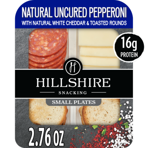 Hillshire® Snacking Small Plate All Natural* Uncured Pepperoni with Natural White Cheddar Cheese Perspective: front