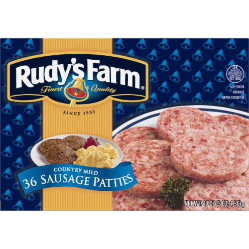 Rudy's Farm® Uncooked Country Mild Sausage Patties Perspective: front