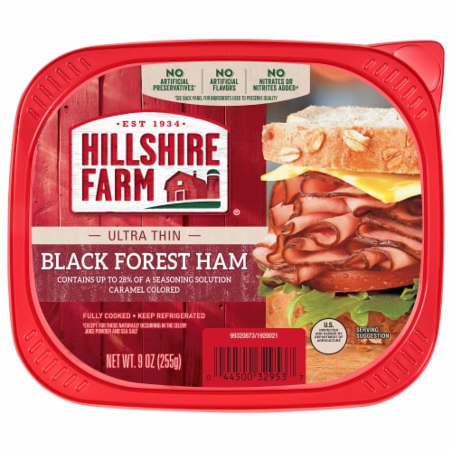 Hillshire Farm Ultra Thin Sliced Black Forest Ham Deli Lunch Meat Perspective: front