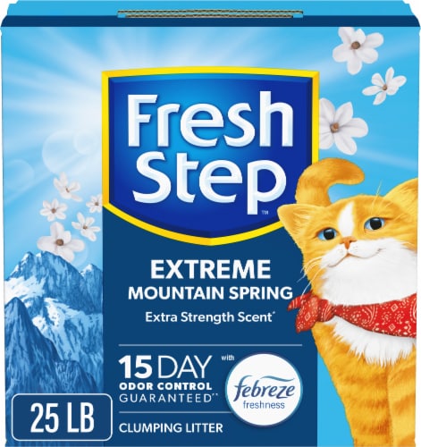 Fresh Step Extreme Mountain Spring Scented Litter with Febreze Clumping Cat Litter Perspective: front