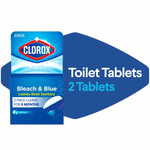 Clorox Ultra Clean Bleach and Blue Rain Clean Toilet Tablets Perspective: front