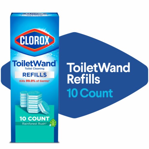 Clorox ToiletWand Rainforest Rush Disinfecting Scrubbing Pads Toilet Cleaning Refills Perspective: front