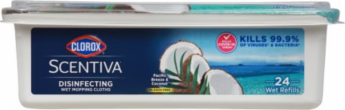 Clorox Scentiva Pacific Breeze & Coconut Disinfecting Wet Mopping Cloths Perspective: front