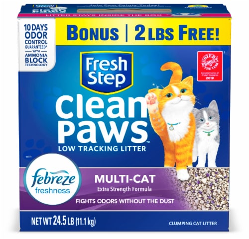 Fresh Step Clean Paws Multi-Cat Scented Clumping Cat Litter with the Power  of Febreze, 22.5 Pounds