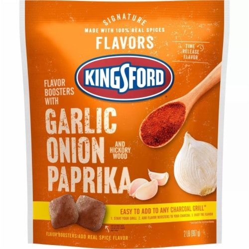 Kingsford Signature Flavors with Garlic Onion and Paprika Flavor Boosters Perspective: front