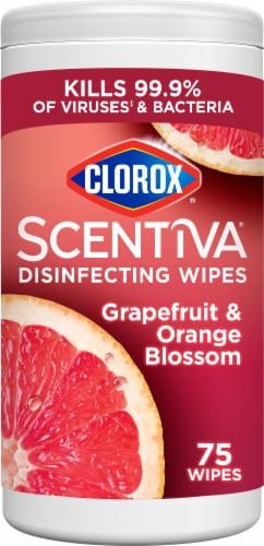 Clorox Scentiva Bleach Free Grapefruit and Orange Blossom Cleaning Wipes Perspective: front