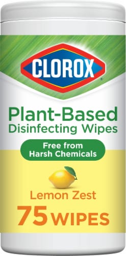 Clorox Lemon Zest Plant-Based Disinfecting Wipes Perspective: front