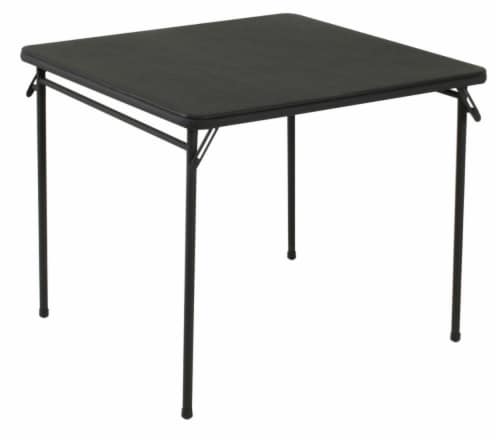 34" Square Vinyl Top Folding Card Table - Black Perspective: front