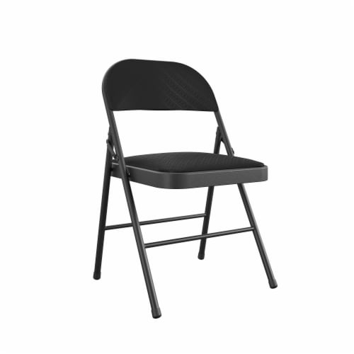 Premium Fabric Padded Metal Folding Chair - Black Perspective: front