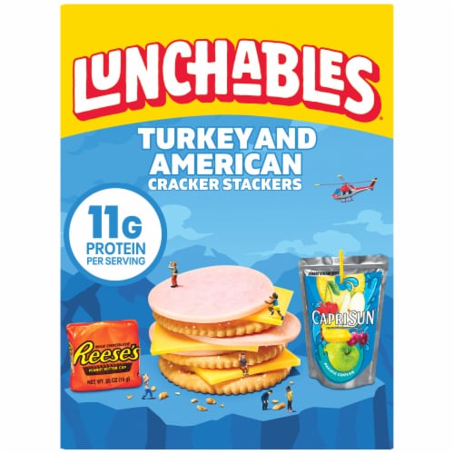 Lunchables Turkey & American Cracker Stackers with Capri Sun Drink & Reese's Cup Kids Lunch Meal Kit Perspective: front