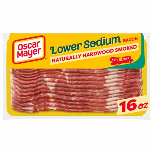 Oscar Mayer Naturally Hardwood Smoked Bacon 30% with Lower Sodium, Pack, 17-19 slices Perspective: front