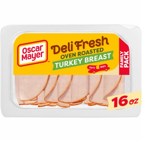 Oscar Mayer Deli Fresh Oven Roasted Deli Turkey Breast Sliced Lunch Meat Family Size Perspective: front